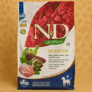 N&D Quinoa – Digestion (Cordero, Hinojo, Menta y Alcachofa)
