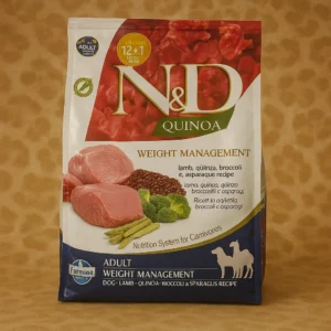 N&D Quinoa – Weight Management (cordero, quinoa, brócoli y espárragos) Med. Maxi